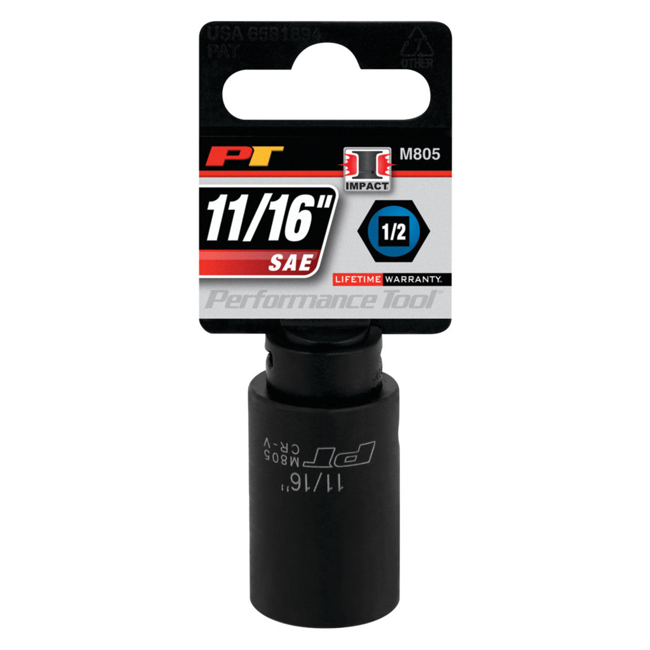 Performance Tool Impact Socket 1/2" Drive 6 Point SAE