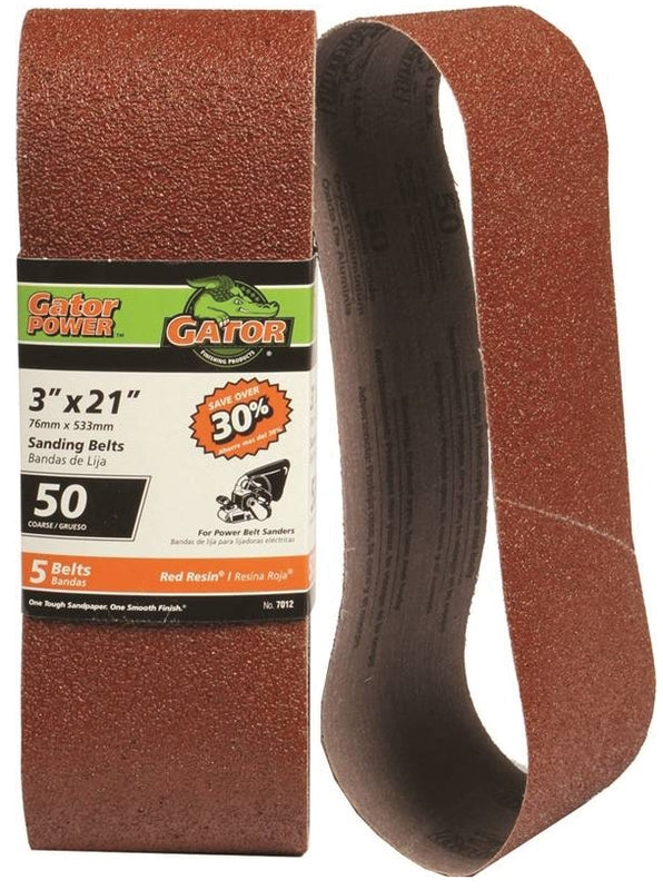 Gator 3" X 21" Sanding Belt 50 Grit 5 Pack