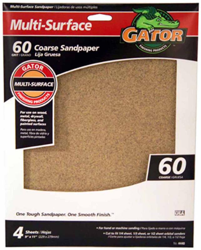 Gator 9"x 11" Sand Sheets 60 Grit 4 Sheets