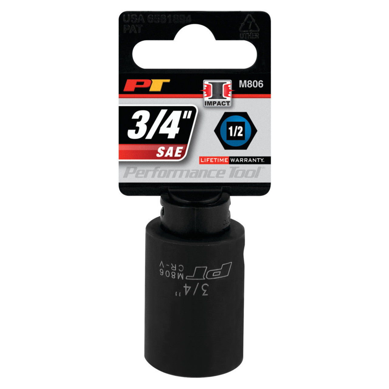 Performance Tool Impact Socket 1/2" Drive 6 Point SAE