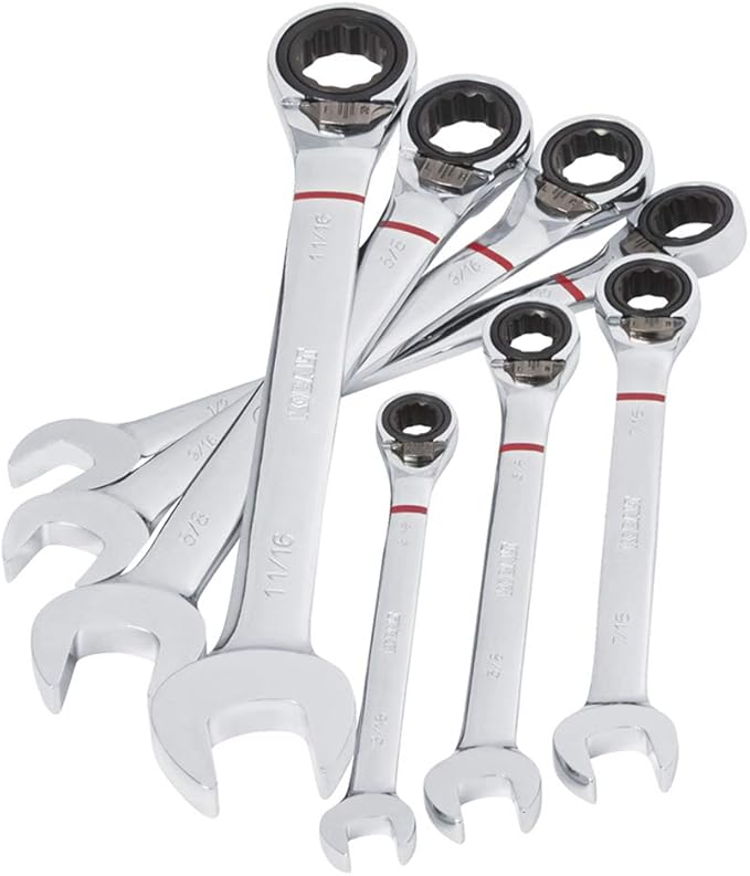 Kobalt 7-piece 72-tooth 12-point reversible ratcheting combination wrench set, metric