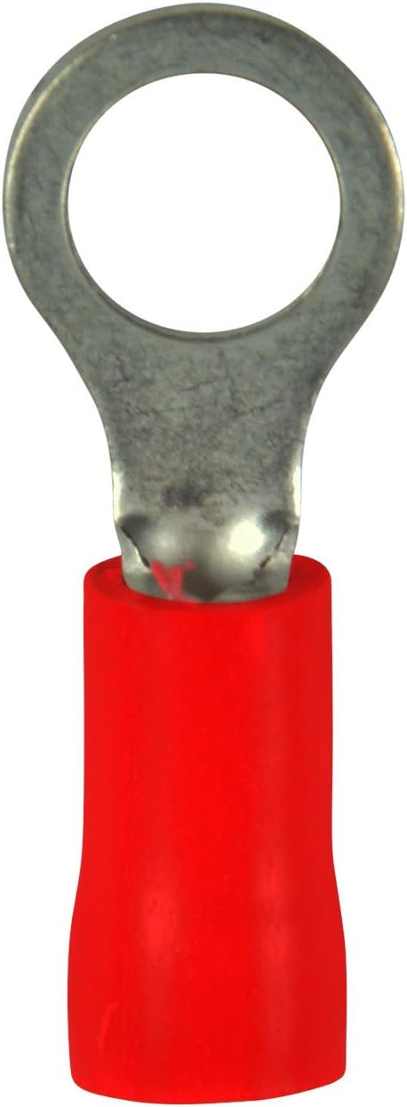 GB1 Ring Terminal, 22 to 18 American Wire Guage Wire, #4 to 6 Stud, Vinyl Insulation, Red