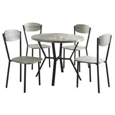 Round Gray Table & Chairs Set