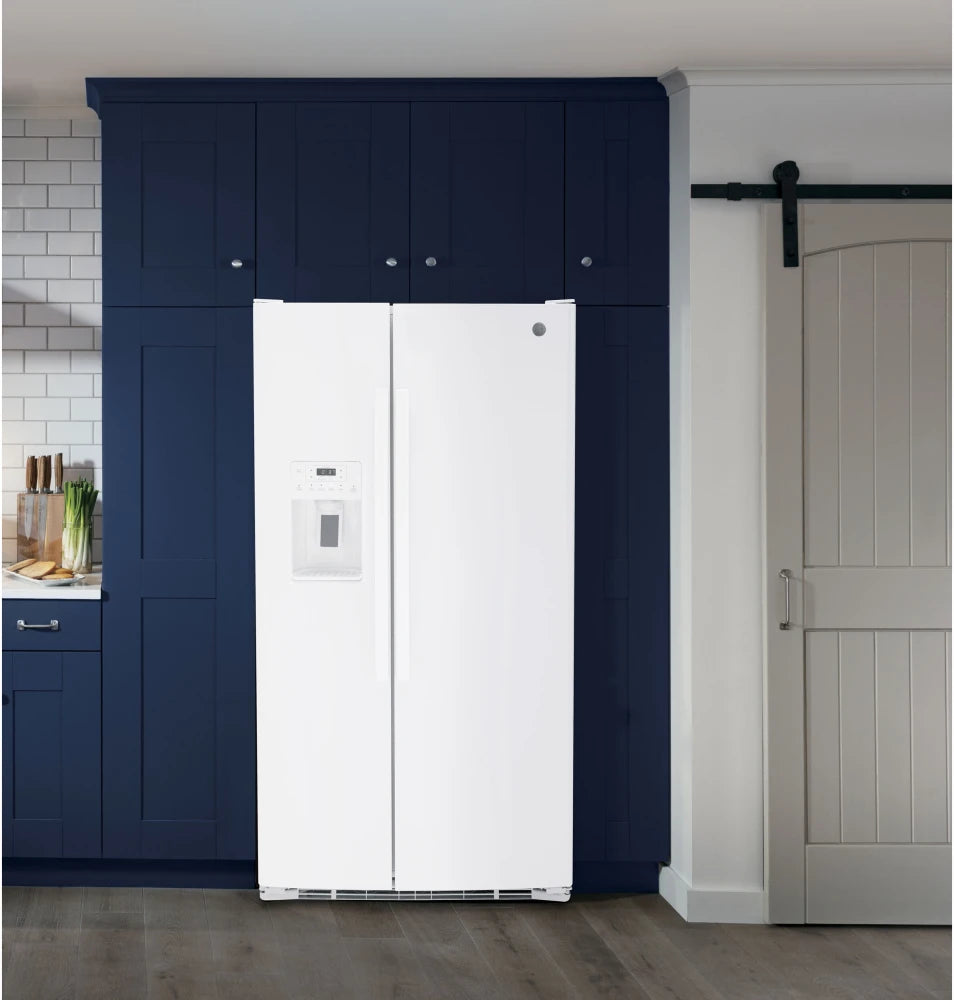 GE Side By Side Refrigerator 25.3 Cubic Feet White