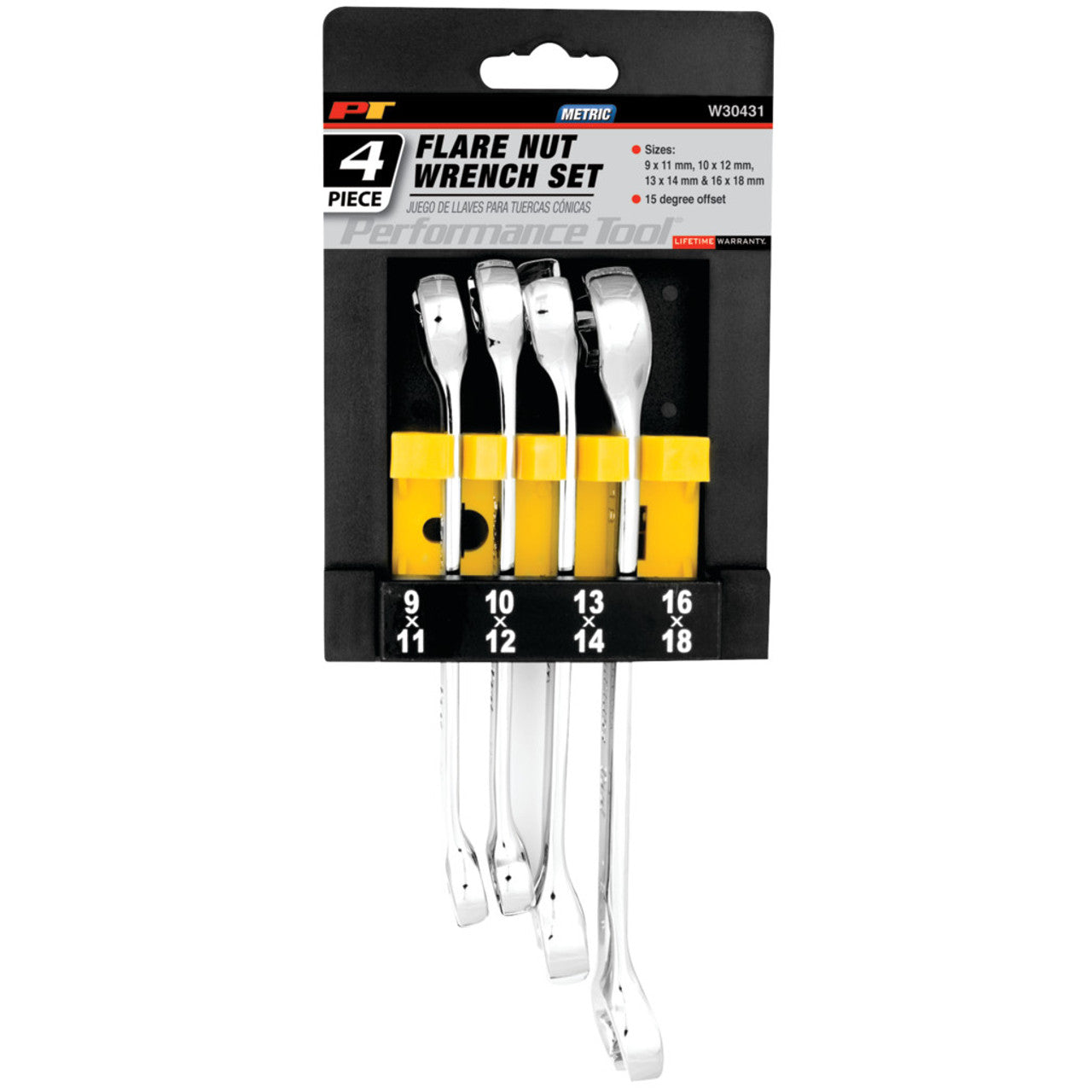 Performance Tool Metric Flare Nut Wrench Set 4 Piece