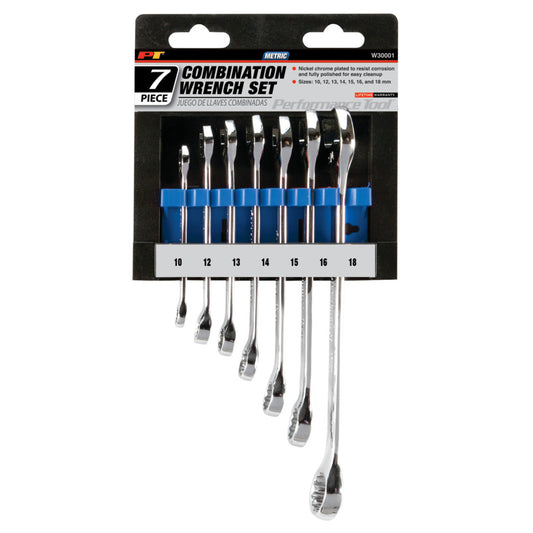 Performance Tool Metric Combination Wrench Set 7 Piece