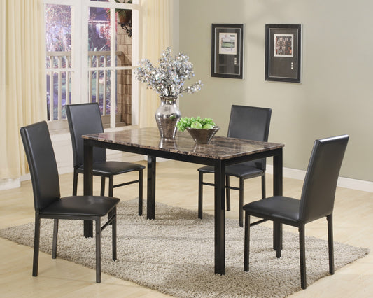 Aiden Brown Marble Table and Chairs 5 Pack