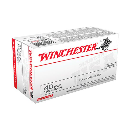 Winchester 40 S&W 165 Grain FMJ Ammo 100 Pack