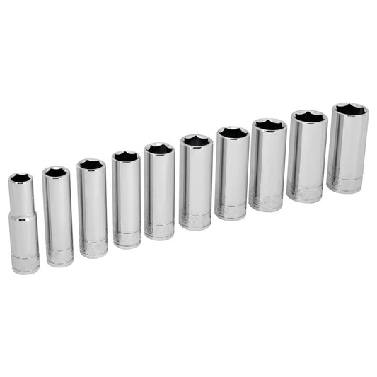 Performance Tool 3/8" Drive 6 Point Metric Deep Socket Set 10 Piece