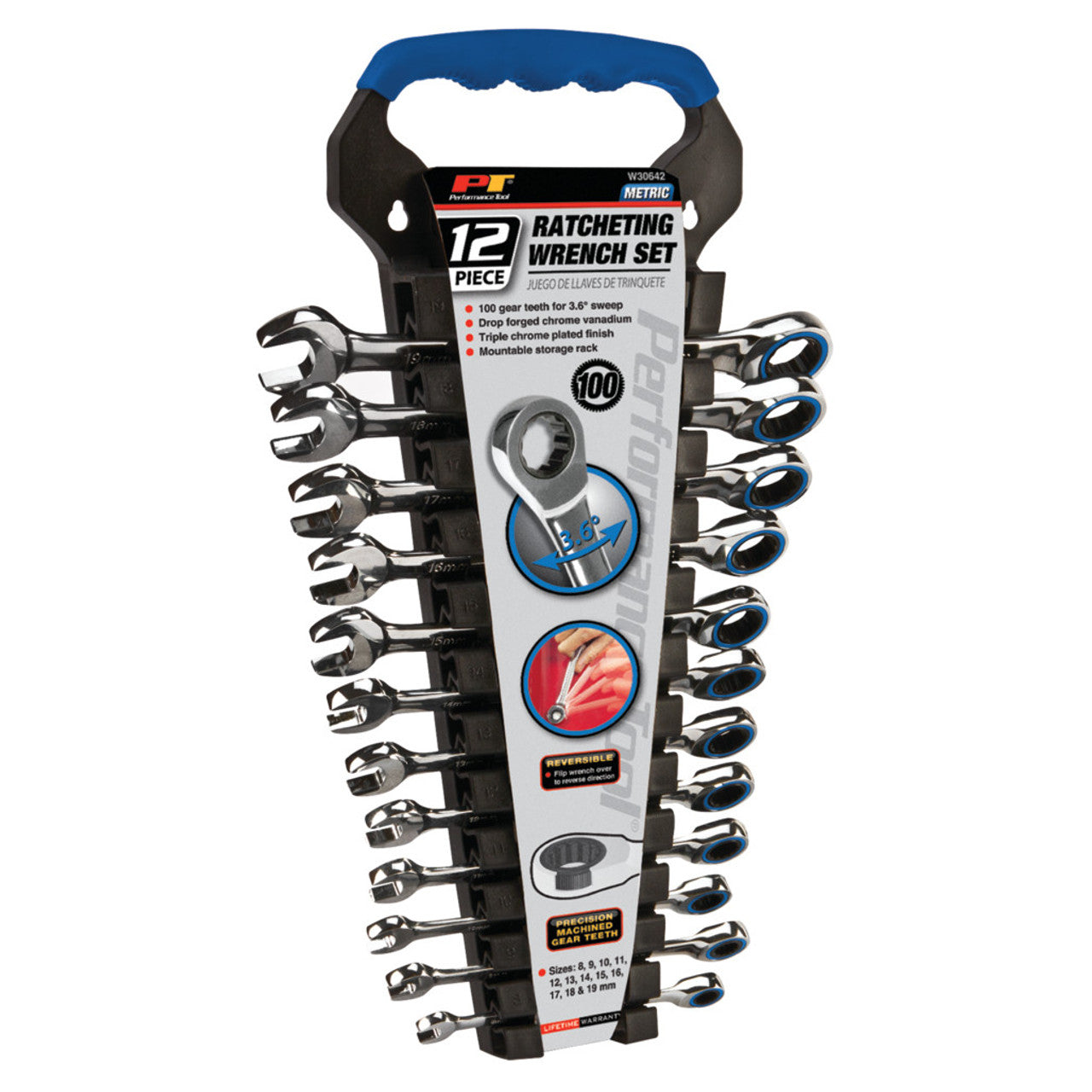 Performance Tool Metric Ratcheting Wrench Set 12 Piece