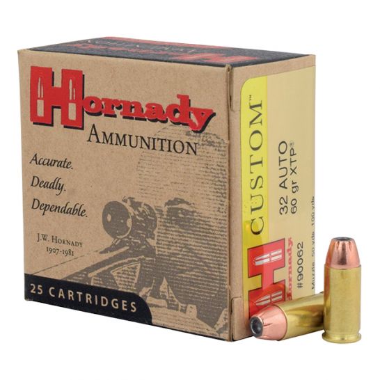 Hornady .32 ACP 60 Grain XTP Custom Pistol Ammo 25 PAck