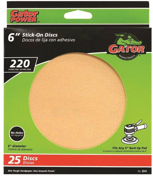 Gator 6" Stick-On 220 Grit Sanding Disc 25 Pack