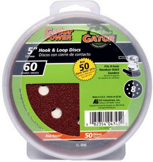 Gator 5" Hook & Loop Sanding Disc 60 Grit 50 Pack