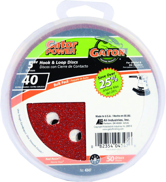 Gator 5" Hook & Loop Sanding Disc 40 Grit 50 Pack