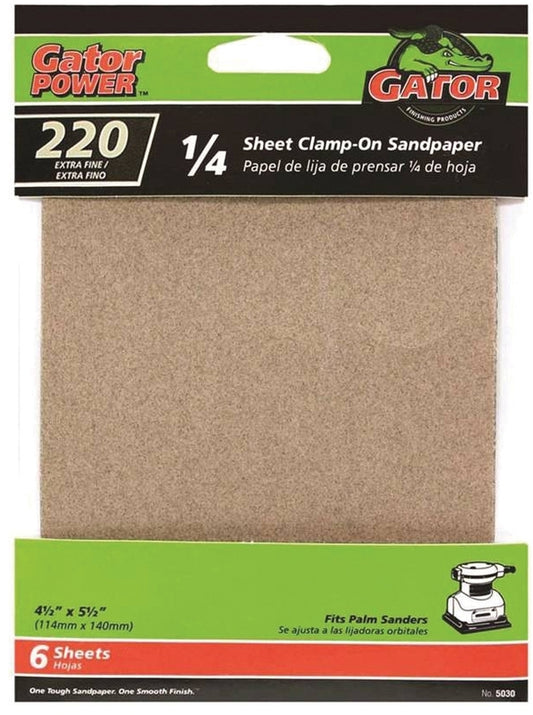 Gator 1/4 Clamp On Sanding Sheet 220 Grit 6 Pack