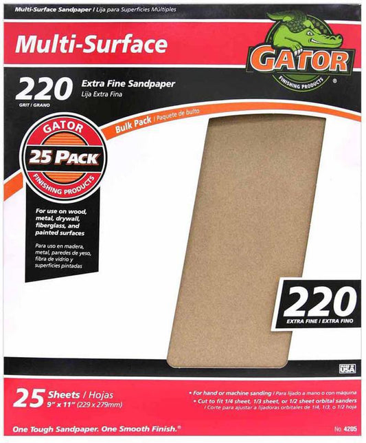 Gator 9" x 11" Sand Paper 220 Grit 1 Piece