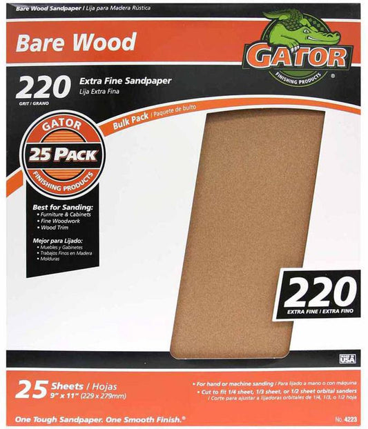 Gator 9" x 11" Sand Paper 220 Grit 1 Piece