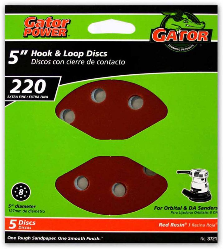 Gator 5" Hook & Loop Sanding Disc 220 Grit 5 Pack