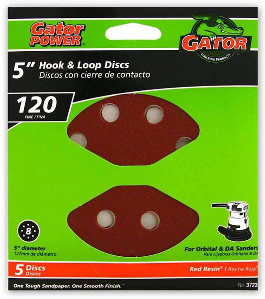 Gator 5" Hook & Loop Sanding Disc 120 Grit 5 Pack