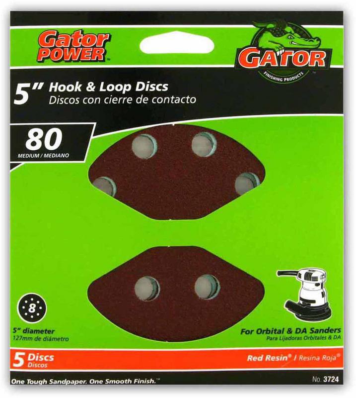 Gator 5" Hook & Loop Sanding Disc 80 Grit 5 Pack