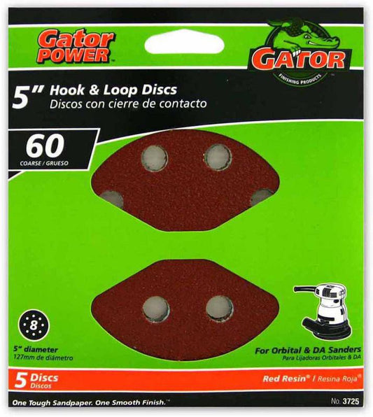 Gator 5" Hook & Loop Sanding Disc 60 Grit 5 Pack