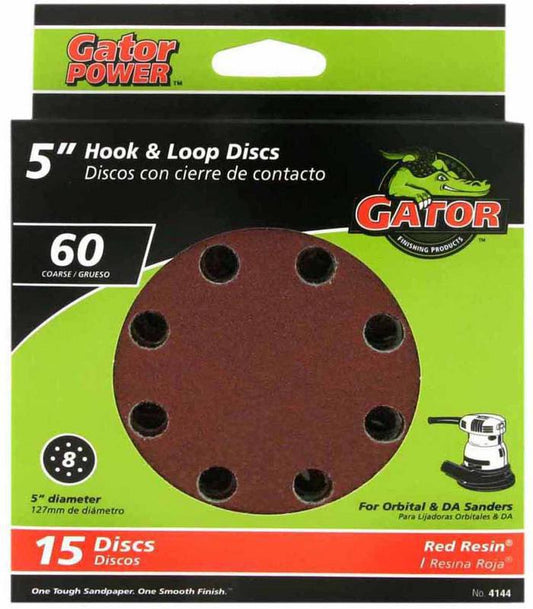 Gator 5" Hook & Loop Sanding Disc 60 Grit 15 Pack