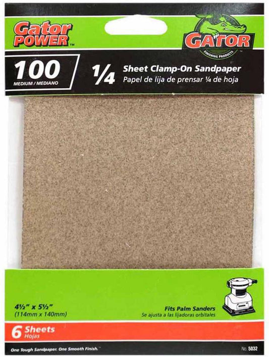 Gator 1/4 Clamp On 100 Grit Sanding Sheet 6 Pack