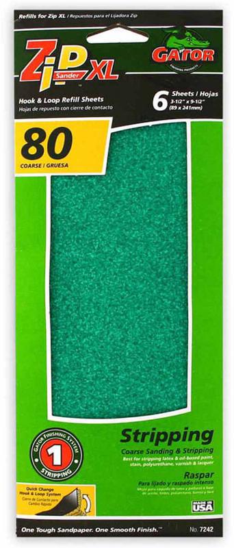 Gator 3-1/2" X 9-1/2" Hook & Loop Sanding Sheet 80 Grit 6 Pack