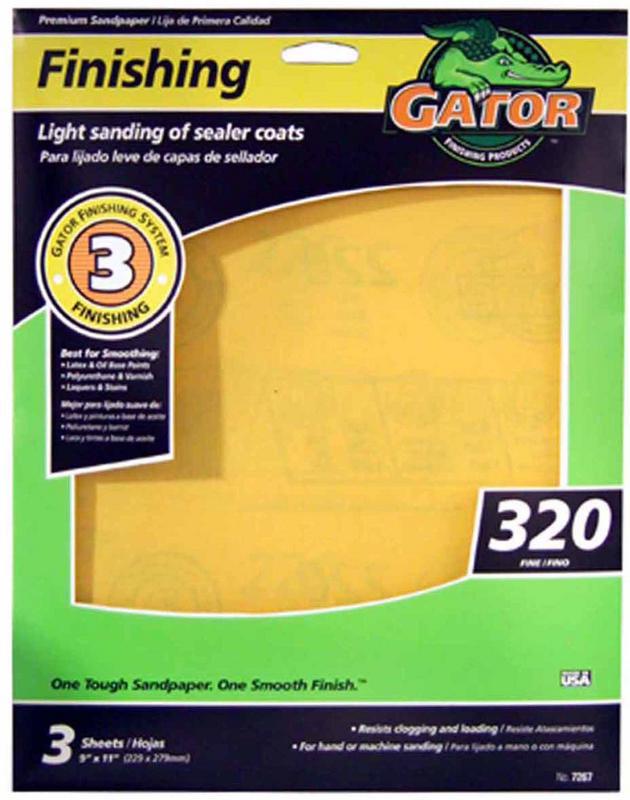 Gator 9"x11" Sandpaper 320 Grit 3 Sheets