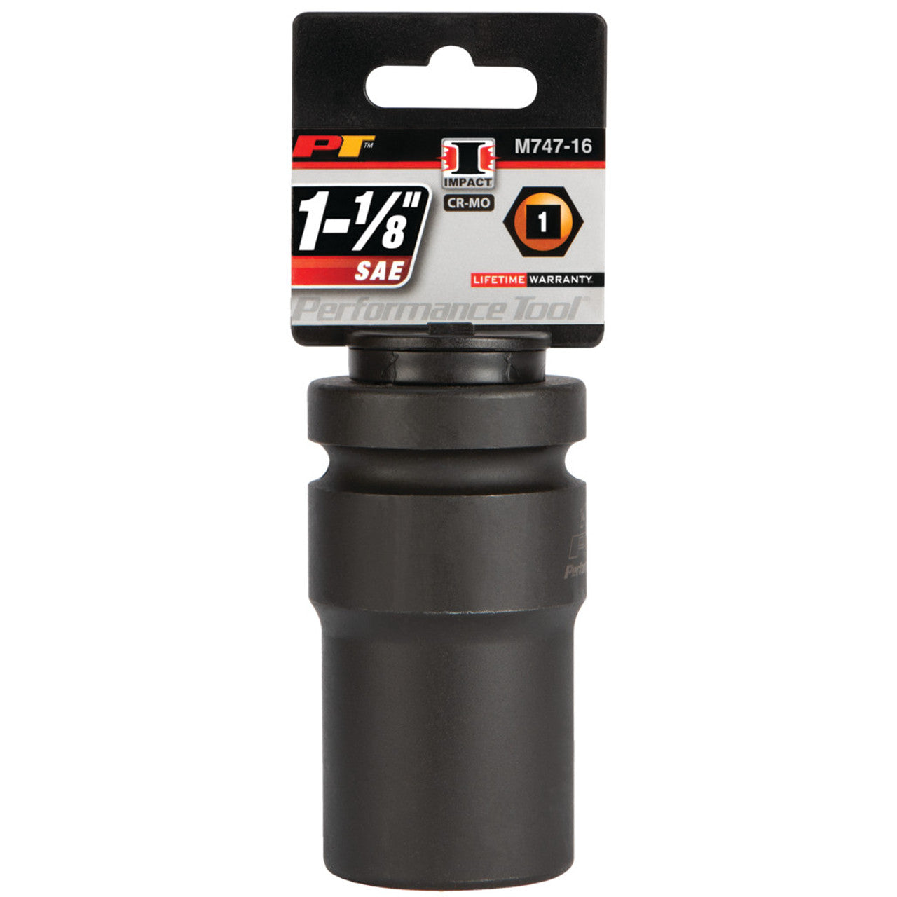 Performance Tool Deep Well Impact Socket 1" Drive 6 Point SAE