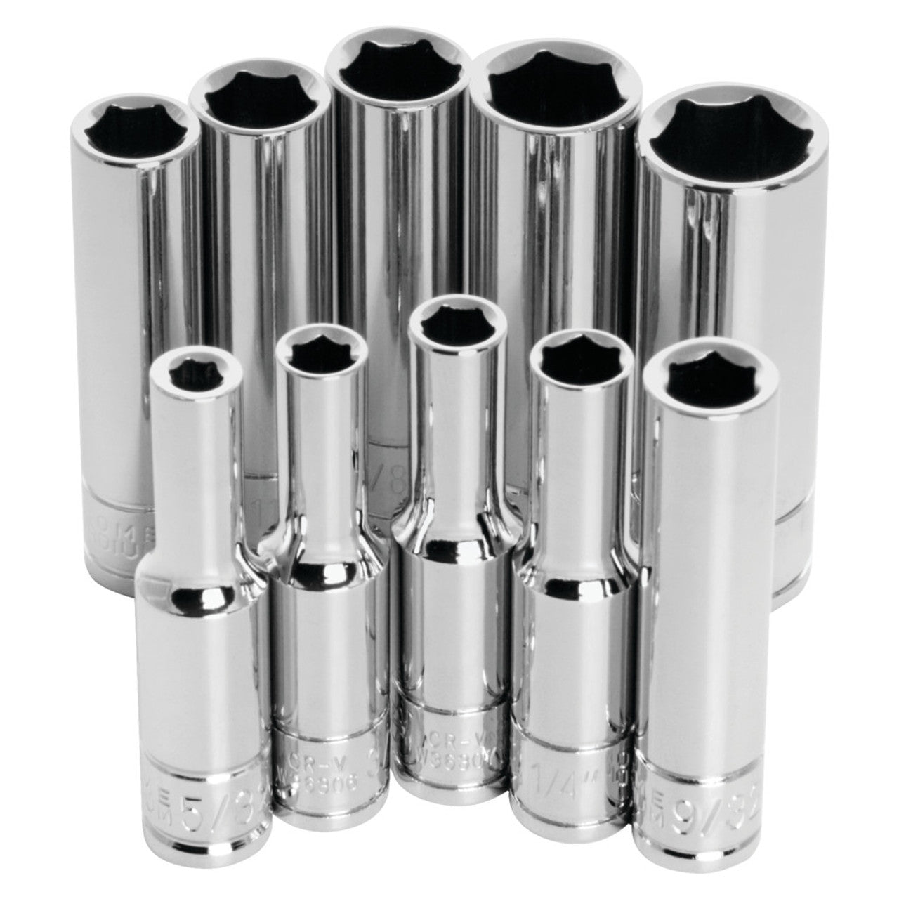 Performance Tool 1/4" Drive 6 Point SAE Deep Well Socket Set 10 Piece