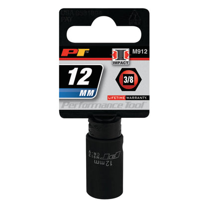 Performance Tool Impact Socket 3/8" Drive 6 Point Metric