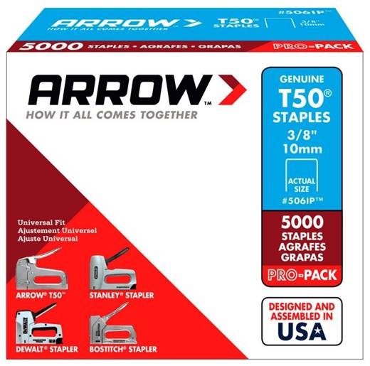 Arrow 3/8" T50 Staples 5000 Pack