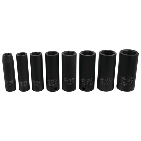 Performance Tool 3/8" Drive SAE Deep Impact Socket Set 8 Piece