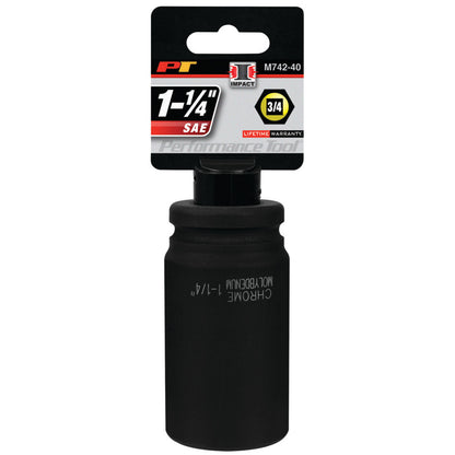 Performance Tool Deep Well Impact Socket 3/4" Drive 6 Point SAE