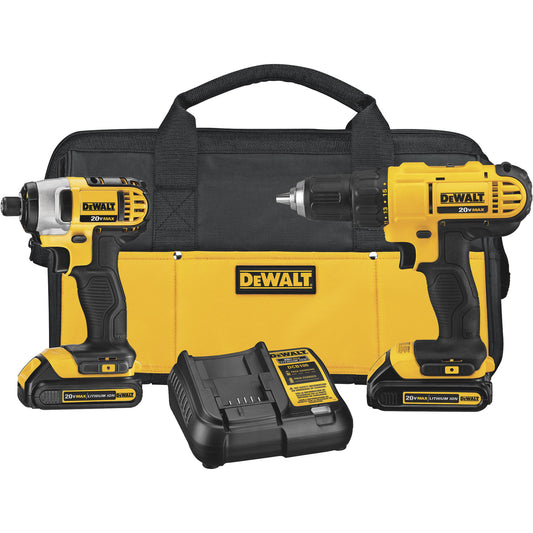 Dewalt 20V Drill/Impact Driver Kit + (2) Batteries & Charger