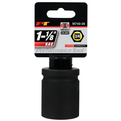 Performance Tool Impact Socket 3/4" Drive 6 Point SAE