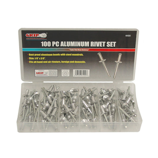 Grip 100 PC 1/8" X 3/8" Aluminum Rivet Set