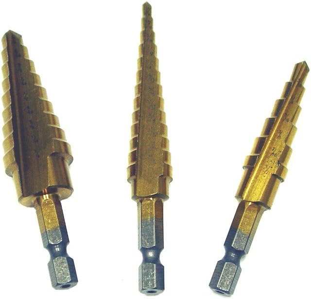 Grip 3 Titanium Step Drill Bits 3 Piece