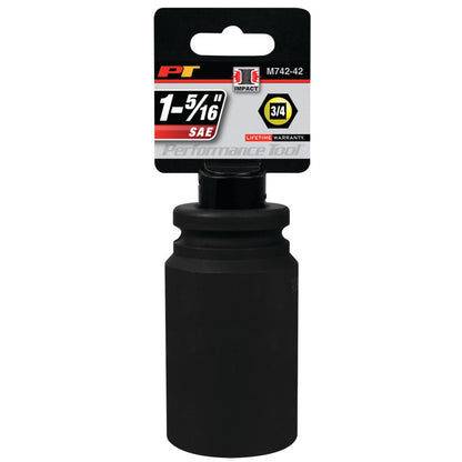 Performance Tool Deep Well Impact Socket 3/4" Drive 6 Point SAE