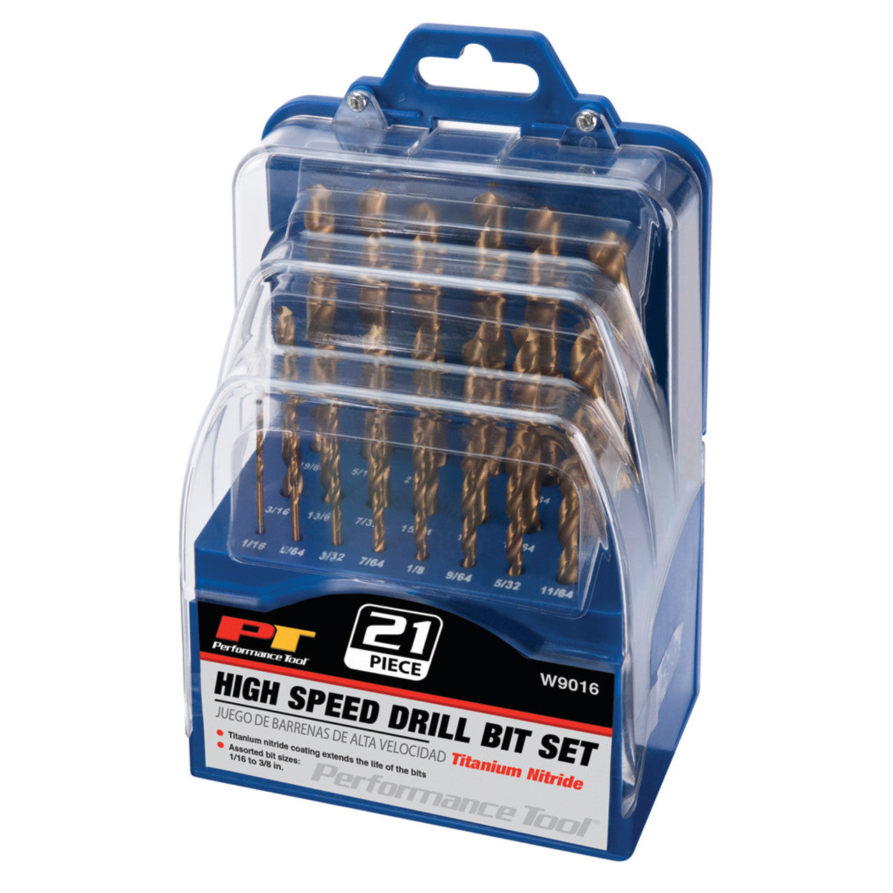 Performance Tool Titanium Coated Drill Bit Set 21 Piece