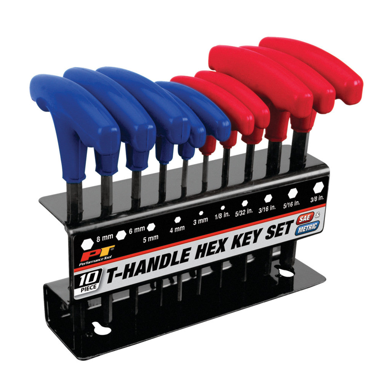 Performance Tool SAE/Metric T-Handle Hex Key Set 10 Piece