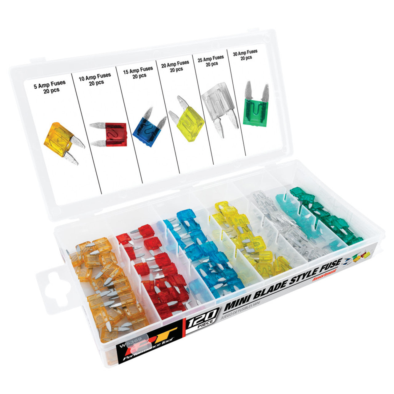 Performance Tool Mini Fuse Assortment Kit 120 Piece