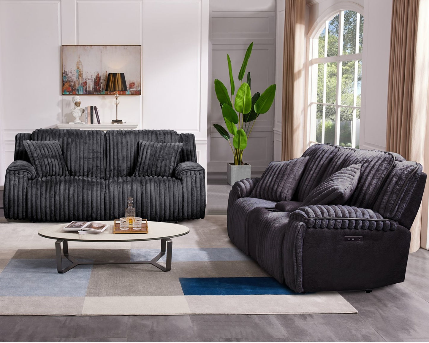 Presley Charcoal Sofa Combo