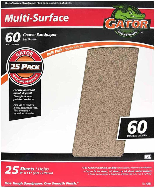 Gator 9"x11" Sand Paper 60 Grit 1 Sheet