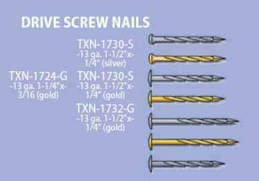 Traxx Carpet 1-1/4" x 3/16" Drive Screw Nails, Gold, 13 gauge