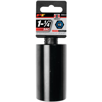 Performance Tool Deep Well Impact Socket 1/2" Drive 6 Point SAE