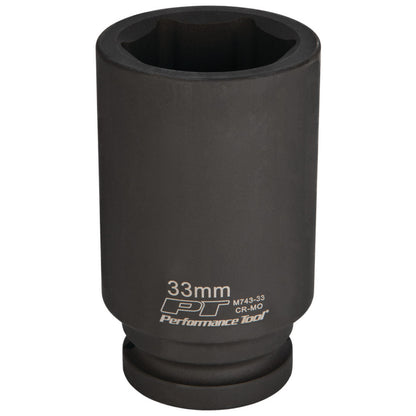 Performance Tool Deep Well Impact Socket 3/4" Drive 6 Point Metric