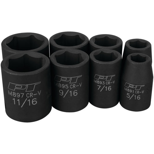 Performance Tool 3/8" Drive SAE Impact Socket Set 8 Piece