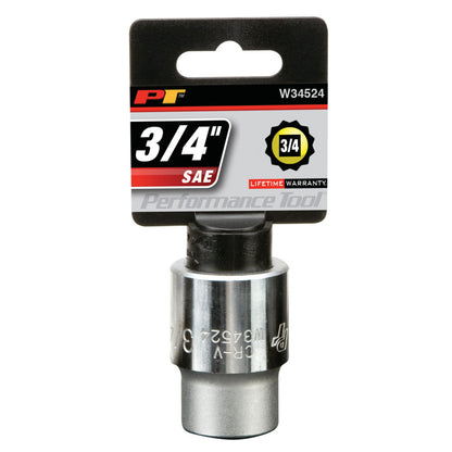 Performance Tool 3/4" Drive Socket 12 Point SAE